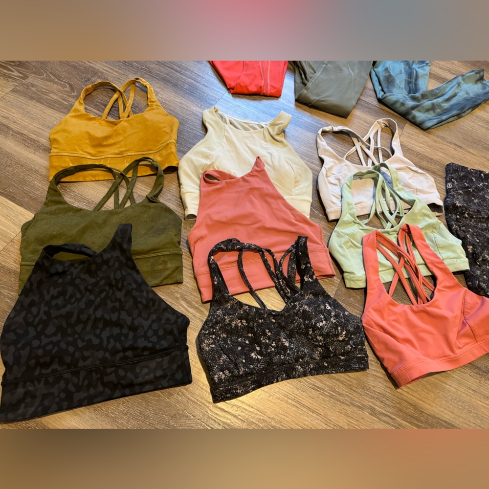 Lot of 9 lululemon sports bras size 4